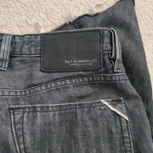 Cult of Individuality 36 Mens Black Denim Cut Off Raw Hem MODIFIED Shorts READ - Picture 3 of 6